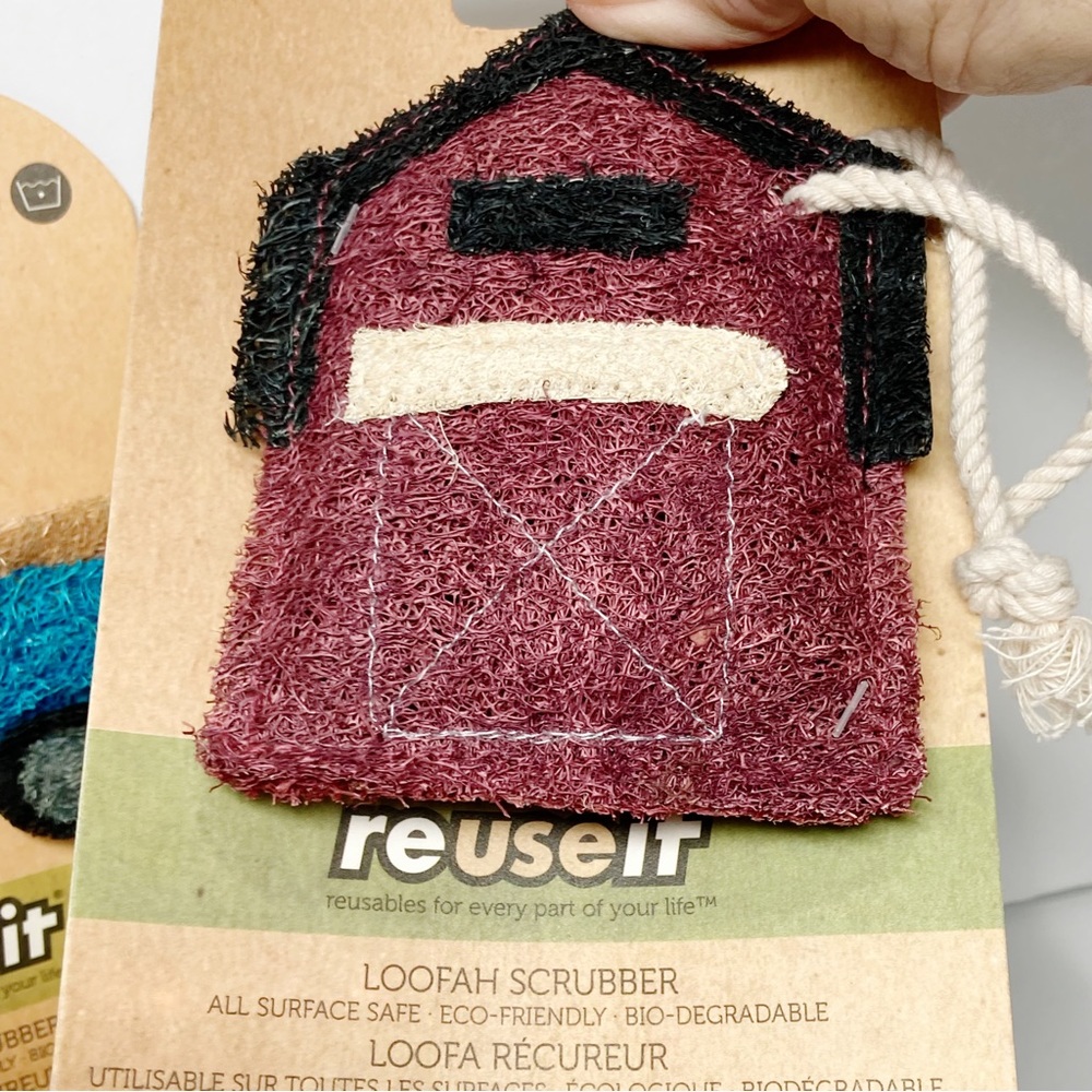ReUseIt Loofah Scrubber Farm Barn NEW